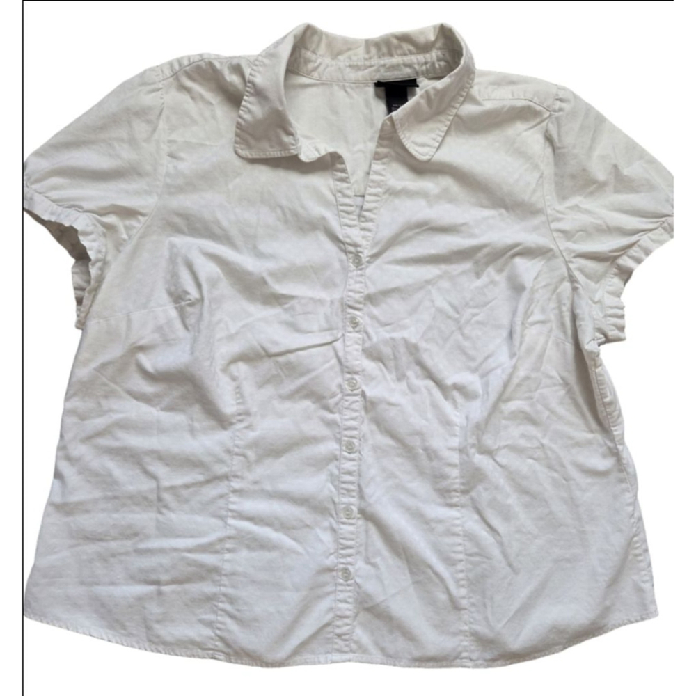 Women's Lane Bryant Plus White Short Sleeve Button Down Shirt 26/28